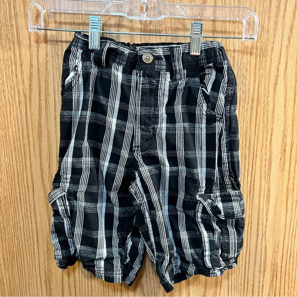Bailey’s Point Boys Black & White Pull On Cargo Shorts Size 7 Adjustable Waist